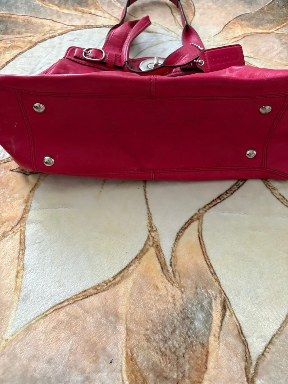 Coach Bright Pink Leather Shoulder Bag with Silver-Tone Turnlock